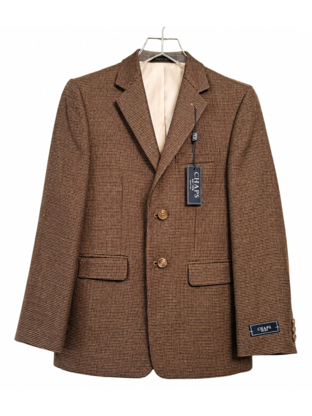 Chaps Brown Houndstooth Sport Coat Blazer Boys Size 14R NWT